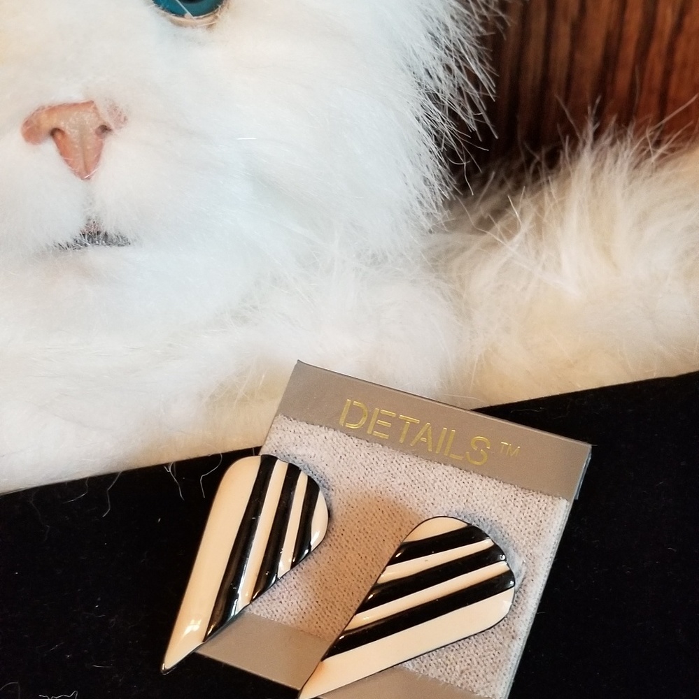 NWT Details yellow/black enameled metal earrings